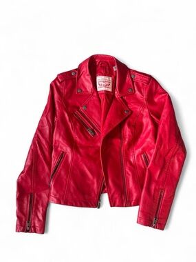 Red Leather Levi’s Jacket - Women